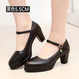 Painted Leather Tip Tip 15CM Catwalk Ultra-High Heel Women's Thick-Sed Waterproof Table Single Shoe With Shallow Model Performance Shoes HZ0115