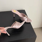 Light Familiar With The Wind High-Slender Slippers Women Summer Wear 2025 New Pointed Thin And Exposed Toe Sexy Cold Slippers HZ0115