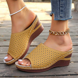 2025 New Women's Slope And Thick Bottom Slippers Large-Size Pure Color Fish Mouth Slope And High-Inctase Leisure Slippers HZ0115
