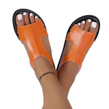 Flat-Soled Sandals Women 2025 Summer New Round Toe Side Empty Bag Behind The Back To Wear Large-Size Sandals HZ0115