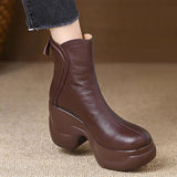 8.5Cm Small Thick-Bottomed Leisure Boots Round Head Zipper Ultra-High And Temperament Warm And Comfortable Chelsea Boots HZ0115