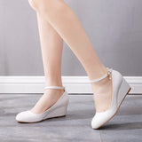 Dwarf Heel Sexy Pedicles Thin High Heels Women's Shoes Slope Heel High Heel Leisure Shallow Buckle Round Head Single Shoes HZ0115