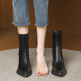 Sharp-Headed Short Boots Women This Year Popular New Thick And High-Heeling Small Man Height French Thin Boots Elastic Martin Boots HZ0115