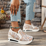 Single-Shoe Women 2025 Spring Korean Version Of The New Lace Mesh Casual Heel High-Shoe High-Shoe Women's Single Shoes HZ0115