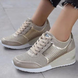Casual Slope Heel 2025 Autumn And Winter Thick Soles Thick-Soled Shoes Round Head Cross-Lace Casual Shoes HZ0115
