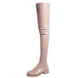 Knee-High Boots Over Knee Leg Boots Side Zipper Low And Round Head Boots HZ0115
