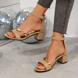 Large-Size High-Heeled Sandals Women 2025 Summer Fashion Coarse Heel Fish Mouth Buckle With Women's Sandals HZ0115