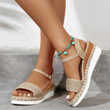 Women's Shoes Slopes And Thick-Soled Hemp Rope Fish-Mouthed Sandals With A Word Buckle With Light Casual Sandals HZ0115