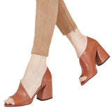 Fish Mouth Side Empty Sandals Women's 2025 Summer New High-Heeled Coarse Heeled Sandals HZ0115