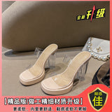 Transparent High-Heeled Women's Summer New Waterproof Table With Ultra-High Heel Slippers Crystal And Coarse Sandals Women's HZ0115