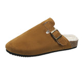 Large-Size Boken Baotou Half Dragged A Foot Pedaled Sandals Women Wear Round Head Half-Dragging Shoes HZ0115