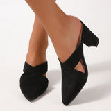 Baotou Back Empty Sandals Coarse Women's Shoes 8Cm Pointed Deep Mouth Side Velvet Half-Dragging Fashion Pointed High Heels Women HZ0115