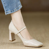 French Retro Square Shallow Mouth Mary Jane Single Shoes Women's Spring 2025 New Word Buckle Lady Casual Single Shoes HZ0115