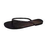 2025 Station Summer New Fashion Water Drill Flip-Flops Flat Bottom Clip Outside Wearing Cold Slippers Large Size Sandals HZ0115