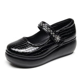 Wine Red Heel Slope Thick-Soled Waterproof Table Shallow Mouth Single Shoe Velcro Size Size Of The Elderly Pine Cake Mother Shoes HZ0115