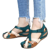 Women's Sandals 2025 Summer New Retro Round-Headed Slope And Hollow Women's Shoes Casual Sandals HZ0115