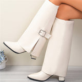 Belt Trouser Boots Women 2025 Autumn And Winter New High-Heeled Long Boots Thin And Knee Fashion Boots Size HZ0115