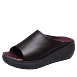 Large-Size Fish Mouth Slope And Slippers Summer New Rubber Thick Leather Casual Women's Shoes HZ0115