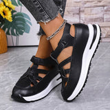 Sandals Women 2025 Summer New Large-Size Round Head Loose Cake Slope And Thick-Soled Magic Sticker Women's Shoes HZ0115