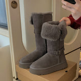 Buckle With Thick-Sleet Hair Edge To Keep Warm Cotton Shoes In The Long-Singed Snow Boots Women Winter Model HZ0115