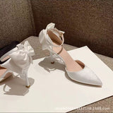 White High-Heeled Women's 2025 New Summer Thin Heel Small Design Style Dress Wedding Shoes Bridesmaid Shoes HZ0115