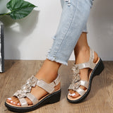 Summer 2025 New Hollow Slope And Fish Mouth Flowers Leisure Comfortable Large Size Sandals Women HZ0115