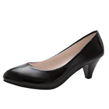 Large-Size Single-Shoe Women 2025 New Pointed Light-Mouthed Four-Season Single-Shoe Fashion Coarse Heel High-Heeled Women's Shoes Large-Size Work Shoes HZ0115