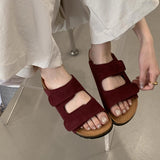 Magic Sticker Birken Shoes Thick-Soled Slippers Women's Summer Wear Soft Bottom 2025 Flat-Bottomed Boken Ugly Cold Slippers Tide HZ0115