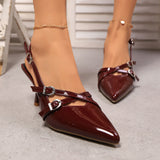 2025 Spring New French Pointed Head Sandals Women Fine Heel Belt Buckle Fairy Wind Low Heel Single Shoes HZ0115
