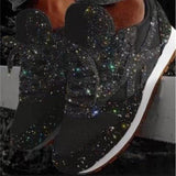 Large-Size Women's Shoes Casual Sneakers Women's New Autumn 2025 New Glided Loose Cakes With Breathable Water Drill Singles Shoes For Women HZ0115