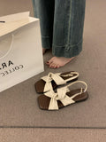 Vintage Casual Gentle Evening Wind Toe Sandals Women Summer 2025 New Soft Leather Cross With Flat Beach Shoes HZ0115