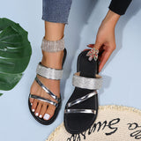 2025 New Large-Size Leisure Slippers Women's Round Head Drill Flat Bottom Cool Slippers Slippers HZ0115