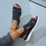 2025 Summer New Women's Sandals Large-Size Breathable Elastic Fly Weaving Flat Bottom Casual Women's Shoes HZ0115