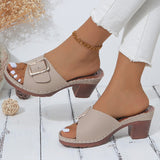Fish Mouth Slippers Women 2025 Summer New Size Coarse And Fang Buckle Type High Heel Slippers HZ0115
