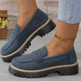 2025 New Spring And Autumn Lefu Shoes Large-Size Leisure Grinding Sand Yingfeng Women's Shoes Thick Heel Thick Back Retro HZ0115