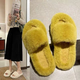 Fairy Hairy Slippers Women 2025 Autumn And Winter New Hairy Home Outside The Bottom Of The Wearing Plush Slippers HZ0115