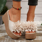 Summer New Thick-Soled Slippers Women's Shoes Large-Size One-Size-Type Flower Waterproof Table Thick-Soled Slippers HZ0115