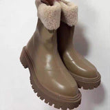 Thick-Bottomed Brown Long-Heeled Knight Boots Women's Shoes 2025 New Autumn And Winter Plus Velveled Winter Shoes Snow Boots HZ0115