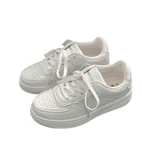 2025 New Board Shoes Korean Version Of The Hong Kong Style Retro White Tie With Thick-Soled College Wind Sports Small White Shoes Women HZ0115
