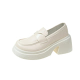 Thick-Soled Small Leather Shoes Women In The Spring Of 2025 New Pine Cake French Retro English Style Lefu Shoes One Foot Single Shoes HZ0115