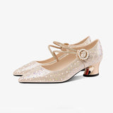New Water Drill With Coarse Heel Single Shoes Women's High Heel Shoes 2025 Spring And Autumn Fashion Heel Shoes Light-Mouthed Women's Shoes HZ0115