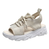 Large-Size Sports Sandals Women 2025 Summer New Thick-Soled Flying Soft Base Leisure Flat Bottom Hollow Fish Mouth Beach Sandals HZ0115