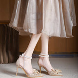 Princess Wind Silver Crystal High Heels Women Summer 2025 New 18-Year-Old Matribs Bridesmaids Wedding Shoes HZ0115