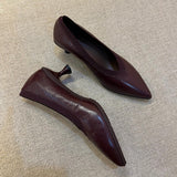 French Retro V-Mouth Fine Heel Single-Shoe Female Tip Temperament Pedal Professional High Heels HZ0115