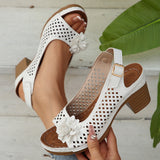 Large-Size Flower High-Heeled Sandals Women 2025 Summer New Fashion Coarse Heel Buckle With Women's Sandals HZ0115