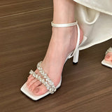 White Water Drill With High-Heeled Sandals Woman 2025 New Summer HZ0115