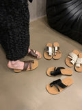 Korean Version Of Retro Toe Slippers Women Wear The 2025 New Niche Soft Bottom Beach Sandals HZ0115
