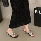 French Metal Side-Buckled Fashion Cool Slippers Wear 2025 Summer New Square Toe And High Heel Sandals Woman HZ0115