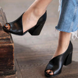 Fish Mouth Side Empty Sandals Women's 2025 Summer New High-Heeled Coarse Heeled Sandals HZ0115