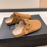 Bag Head Slippers Female Couple Softwood Tug Wish Large Size Roman Shoes Casual Half-Dragging Lazy Shoes HZ0115